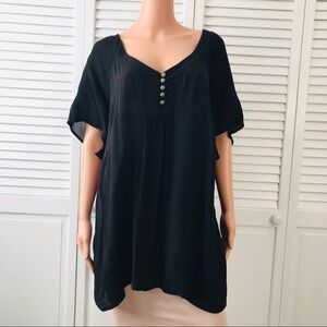 2/$25 BASIC EDITIONS Black Semi Sheer Short Sleeve Shirt Size 2X